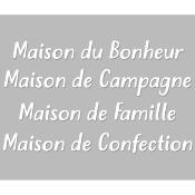 Pochoir Adhésif Lettrages 28 x 18 cm Maison Famille, Bonheur, Campagne & Confection