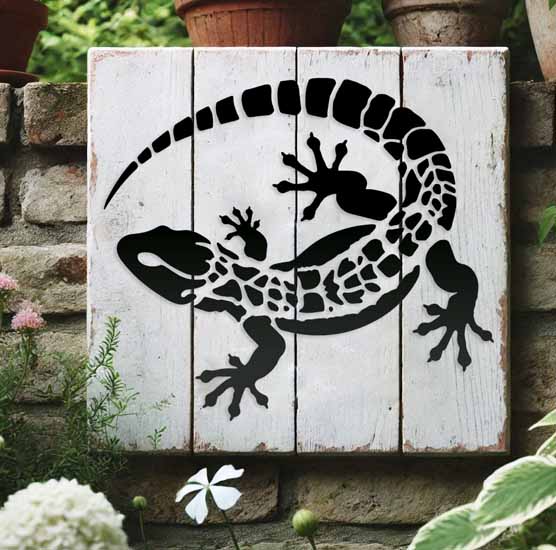 Pochoir Adhésif 20 x 20 cm Silhouette Lézard, Salamandre