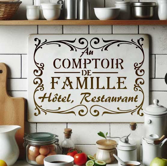 Pochoir Adhésif 30 x 20 cm Affiche Comptoir de Famille