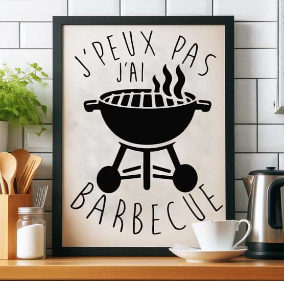 Pochoir Adhésif 30 x 20 cm Affiche J'Peux Pas J'ai Barbecue