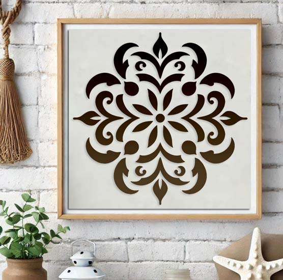 Pochoir Adhésif 20 x 20 cm Carrelage / Carreau Ciment Fleur Stylisée