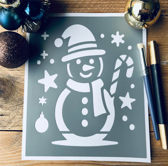 Pochoir Adhésif 20 x 15 cm Petit Bonhomme de Neige