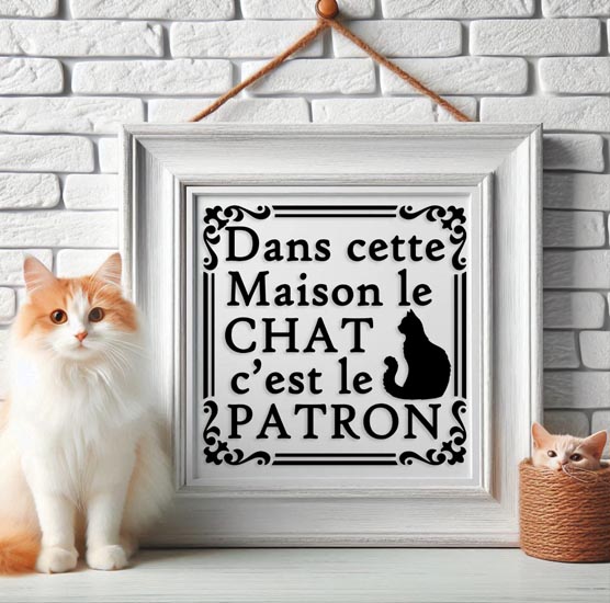 Pochoir Adhésif 20 x 20 cm Affiche Le Chat c'est le Patron