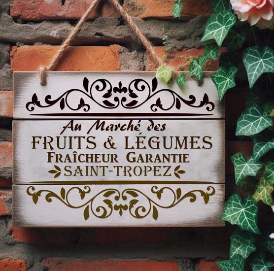 Pochoir Adhésif 30 x 20 cm Affiche Fruits & Légumes Vintage