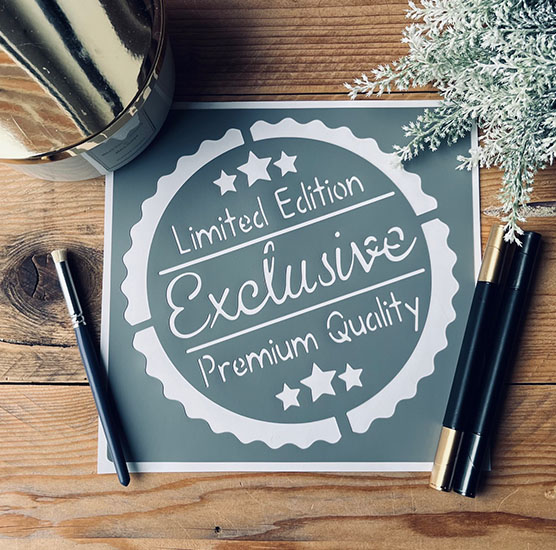 Pochoir Adhésif en PVC, Motif Médaillon, Style Exclusive Limited Edition, 20 x 20 cm