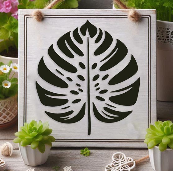 Pochoir Adhésif 15 x 15 cm Petite Feuille Monstera