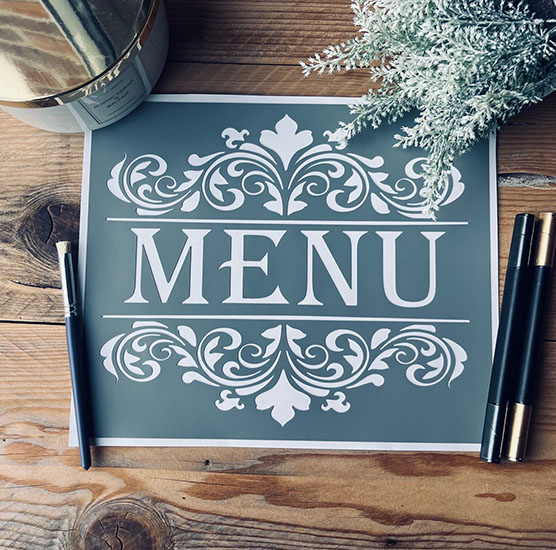 Pochoir Adhésif 25 x 20 cm Médaillon Style Vintage Menu & Arabesques