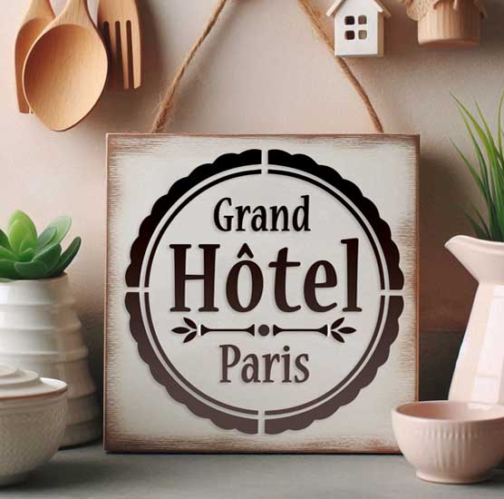 Pochoir Adhésif 20 x 20 cm Affiche Grand Hôtel