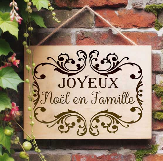 Pochoir Adhésif 30 x 20 cm Médaillon Stylisé Noel en Famille