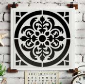 Pochoir Adhésif 20 x 20 cm Carrelage / Carreau Ciment Ronde Stylisée