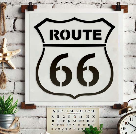 Pochoir Adhésif 22 x 20 cm Affiche Route 66