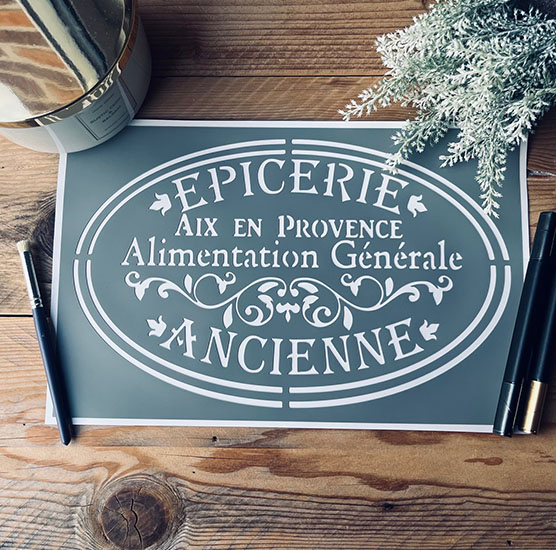 Pochoir Adhésif 30 x 20 cm Affiche Epicerie Ancienne