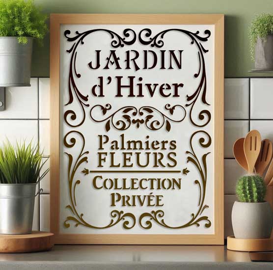 Pochoir Adhésif 30 x 20 cm Affiche Jardin d'Hiver