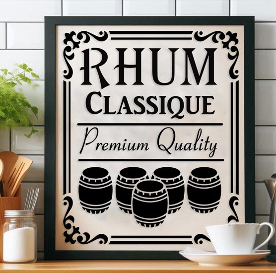 Pochoir Adhésif 25 x 20 cm Affiche Rhum Classique