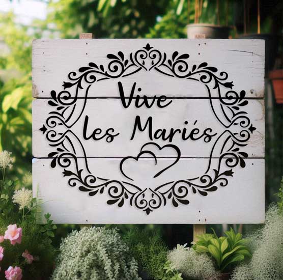 Pochoir Adhésif 25 x 20 cm Médaillon Mariage, Vive les mariés