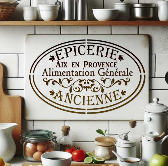 Pochoir Adhésif 30 x 20 cm Affiche Epicerie Ancienne